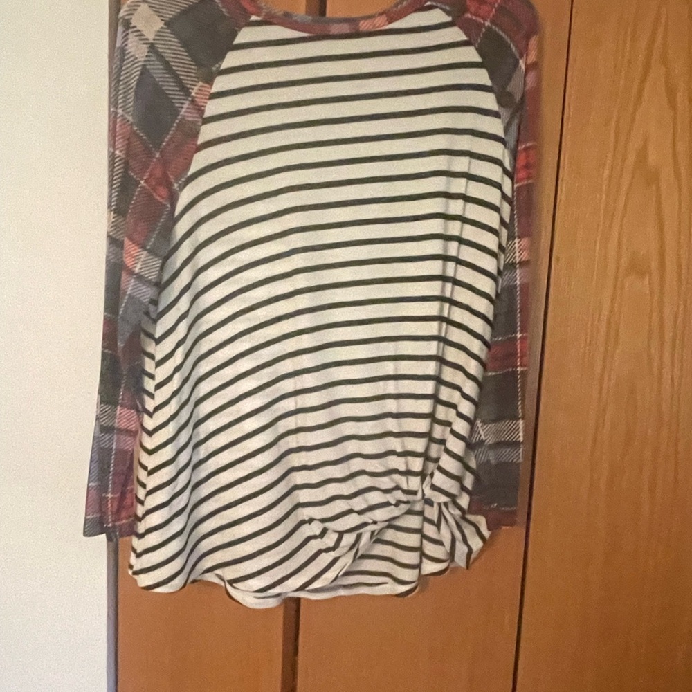 Maurices Striped and Plaid Women's Top